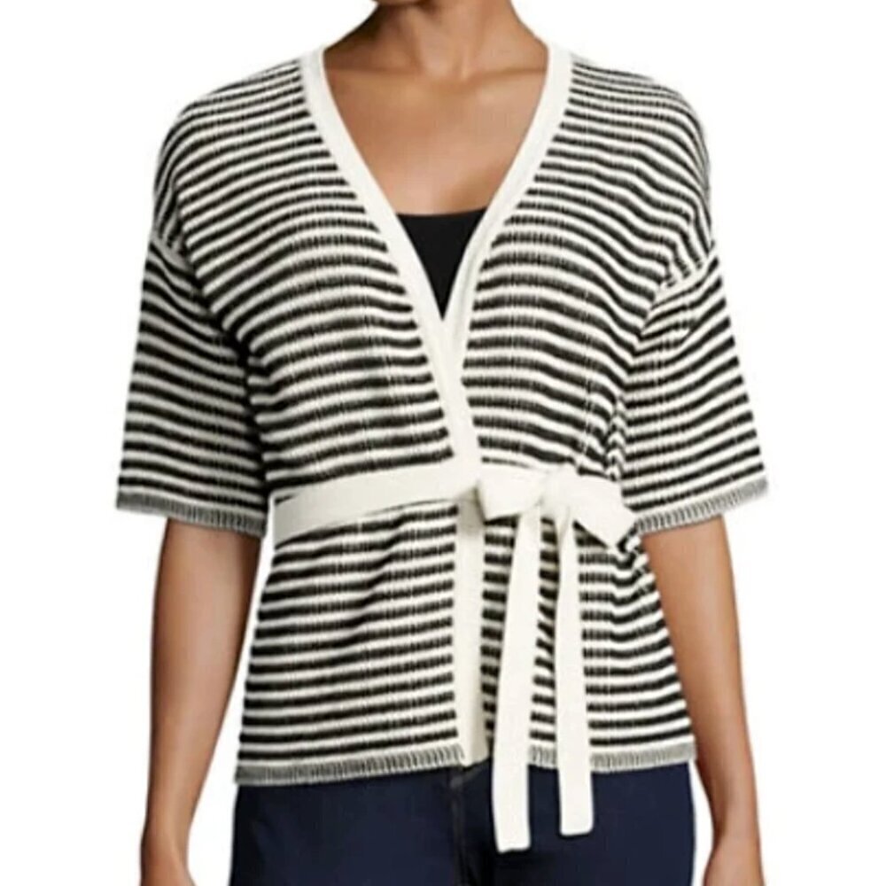 Max Mara Cardigan Sweater Womens Extra Small V-Neck Short Sleeve Cotton Linen